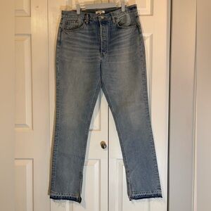 Re/Done straight leg raw hem high waist jeans size 32